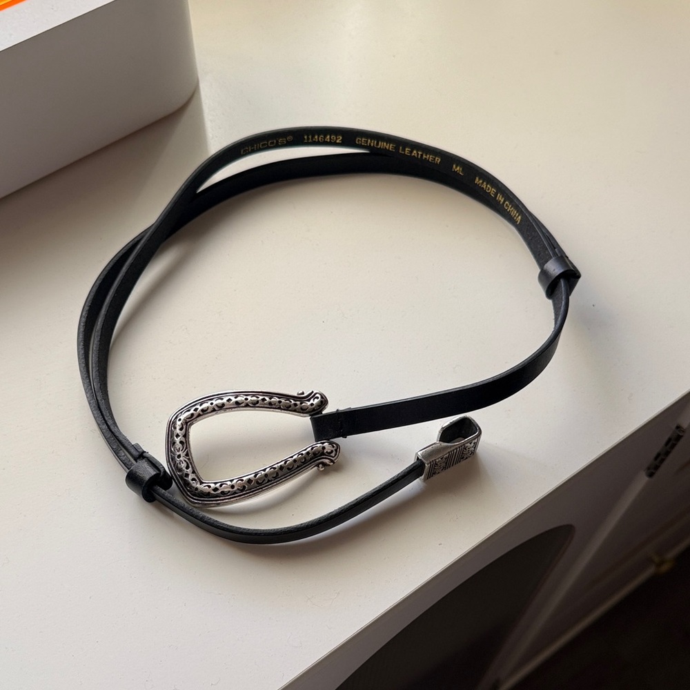 Western Style Black Belt with Silver Buckle